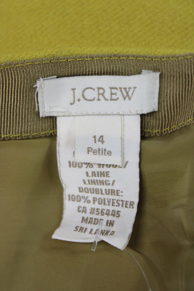 J Crew Womens Straight Pencil Wool Skirt Yellow Petites Size 14