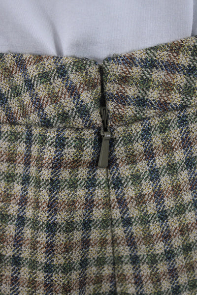 Brooks Brothers Womens Straight Pencil Brown Wool Silk Plaid Skirt Size 10