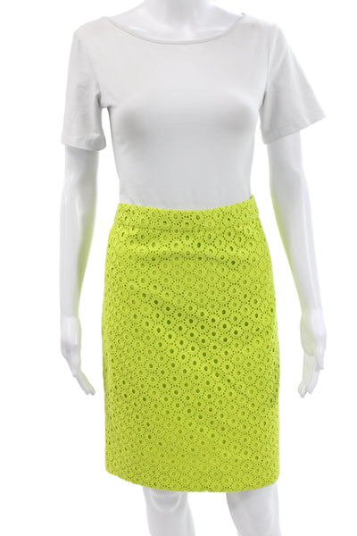 J Crew Womens Green Cotton Geometric Straight Pencil Skirt Size 12