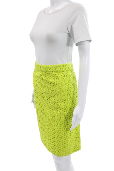 J Crew Womens Green Cotton Geometric Straight Pencil Skirt Size 12