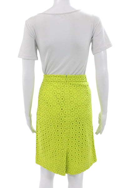 J Crew Womens Green Cotton Geometric Straight Pencil Skirt Size 12