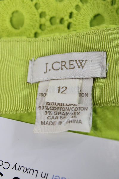 J Crew Womens Green Cotton Geometric Straight Pencil Skirt Size 12