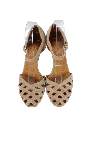 Chie Mihara Womens Block Heel Suede Ankle Strap Sandals Brown Size 38.5