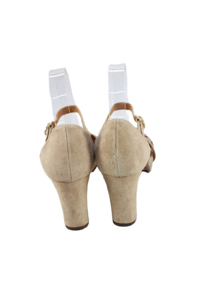 Chie Mihara Womens Block Heel Suede Ankle Strap Sandals Brown Size 38.5