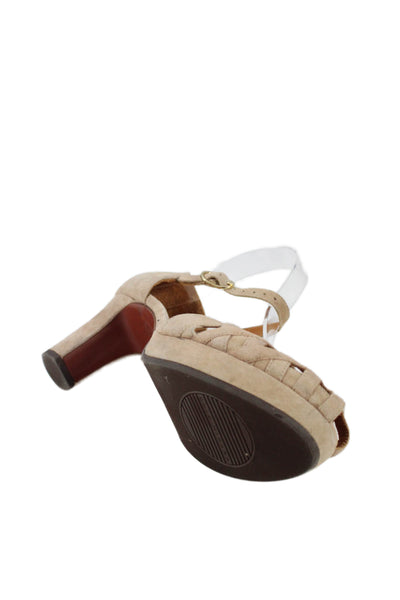 Chie Mihara Womens Block Heel Suede Ankle Strap Sandals Brown Size 38.5