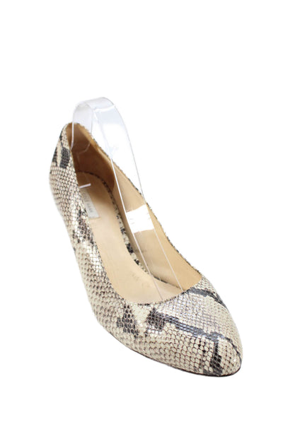 Cole Haan Womens Slip On Stiletto Snakeskin Embossed Pumps Brown Size 10.5