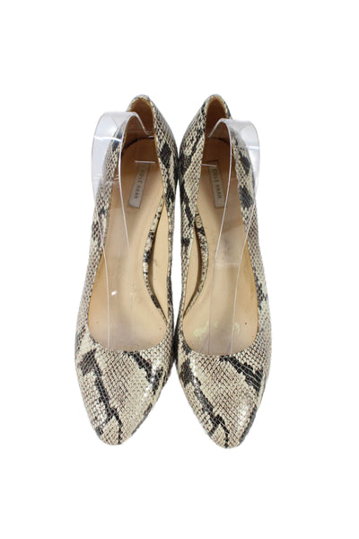 Cole Haan Womens Slip On Stiletto Snakeskin Embossed Pumps Brown Size 10.5