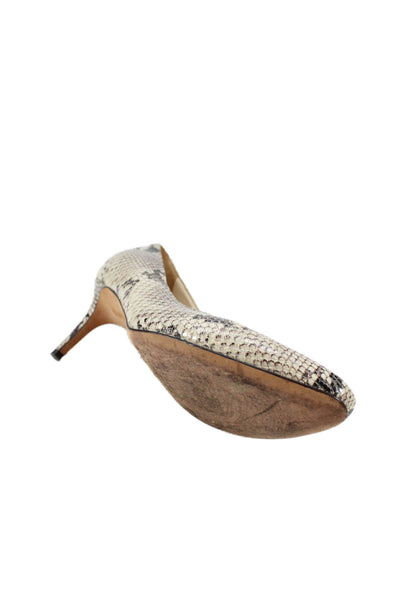 Cole Haan Womens Slip On Stiletto Snakeskin Embossed Pumps Brown Size 10.5