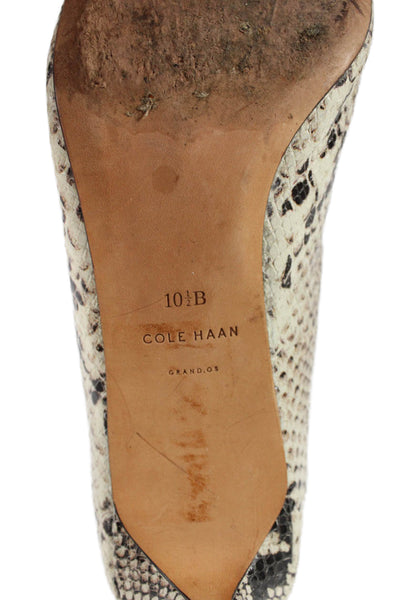 Cole Haan Womens Slip On Stiletto Snakeskin Embossed Pumps Brown Size 10.5