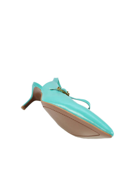 Franco Sarto Womens Kitten Heel Mary Jane Slingback Pumps Blue Leather Size 8.5