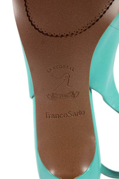Franco Sarto Womens Kitten Heel Mary Jane Slingback Pumps Blue Leather Size 8.5