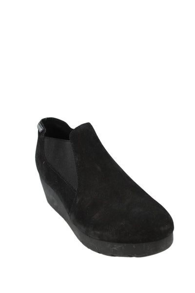 Mephisto Womens Slip On Wedge Heel Suede Ankle Sneakers Black Size 10
