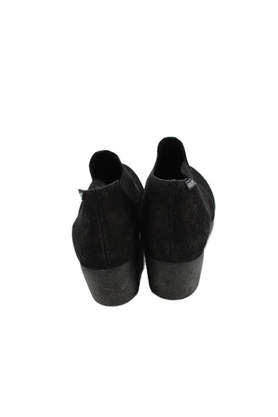 Mephisto Womens Slip On Wedge Heel Suede Ankle Sneakers Black Size 10