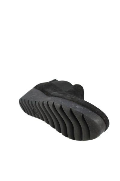 Mephisto Womens Slip On Wedge Heel Suede Ankle Sneakers Black Size 10