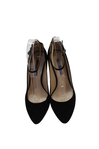 Ralph Lauren Collection Womens Suede Ankle Strap Pumps Black Size 8 B