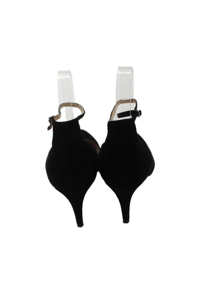 Ralph Lauren Collection Womens Suede Ankle Strap Pumps Black Size 8 B