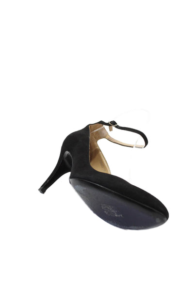 Ralph Lauren Collection Womens Suede Ankle Strap Pumps Black Size 8 B