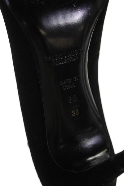 Ralph Lauren Collection Womens Suede Ankle Strap Pumps Black Size 8 B