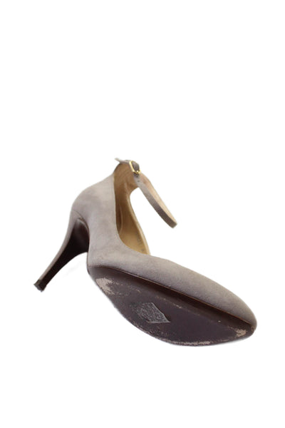 Ralph Lauren Collection Womens Suede Ankle Strap Pumps Beige Size 8 B