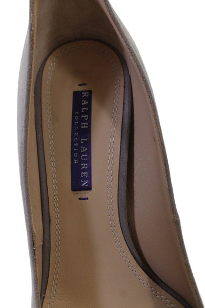 Ralph Lauren Collection Womens Suede Ankle Strap Pumps Beige Size 8 B