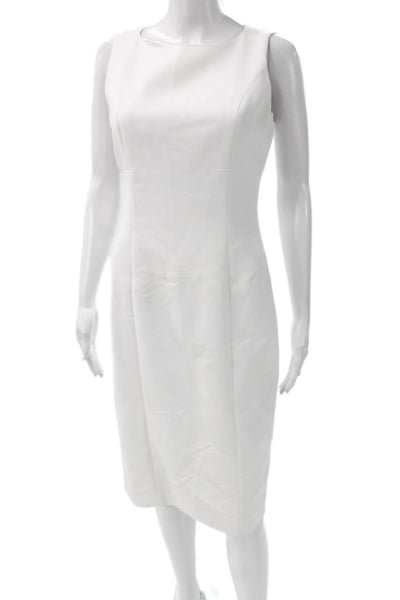 Black Halo Women Sheath Dress White Sleeveless Mid Calf Zip Size 6
