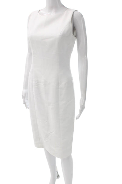Black Halo Women Sheath Dress White Sleeveless Mid Calf Zip Size 6