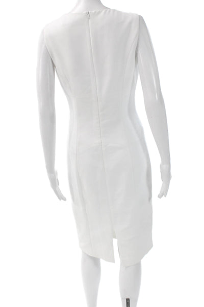 Black Halo Women Sheath Dress White Sleeveless Mid Calf Zip Size 6
