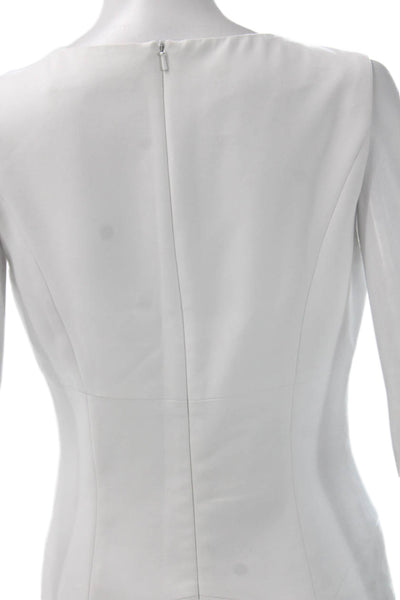 Black Halo Women Sheath Dress White Sleeveless Mid Calf Zip Size 6