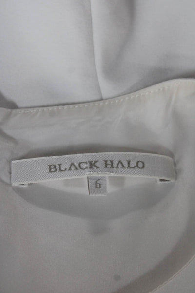 Black Halo Women Sheath Dress White Sleeveless Mid Calf Zip Size 6