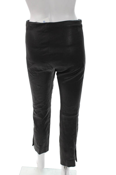 Vince Women Black Leather Ankle Cropped Pants Size XS