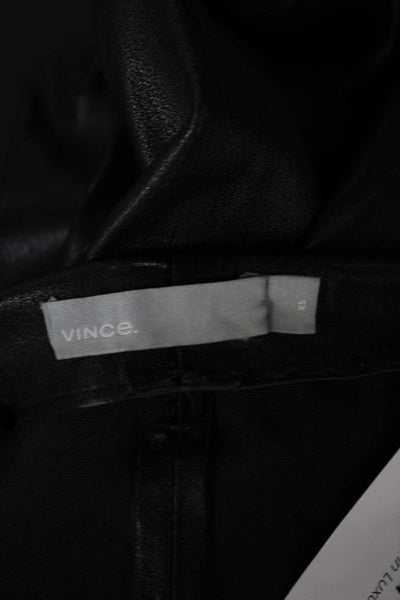 Vince Women Black Leather Ankle Cropped Pants Size XS