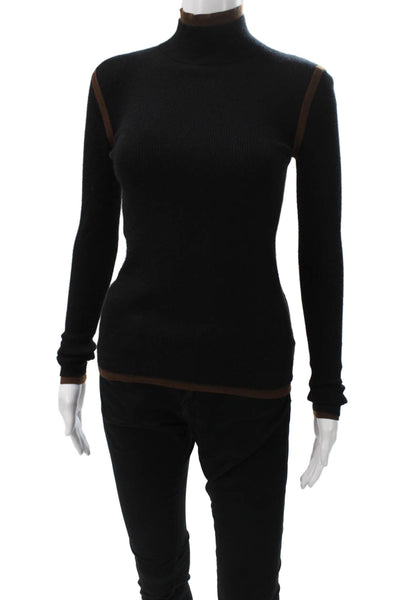 Akris Womens Black Wool Cashmere Pullover Sweater Mock Neck Long Sleeve Size 4