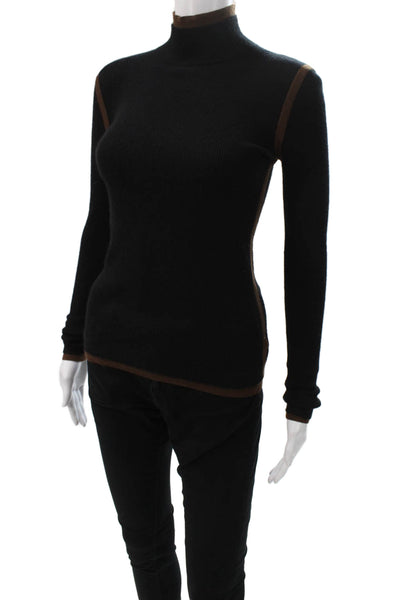 Akris Womens Black Wool Cashmere Pullover Sweater Mock Neck Long Sleeve Size 4