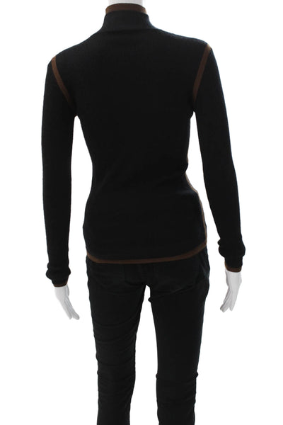 Akris Womens Black Wool Cashmere Pullover Sweater Mock Neck Long Sleeve Size 4