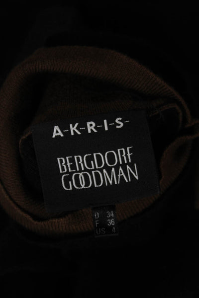 Akris Womens Black Wool Cashmere Pullover Sweater Mock Neck Long Sleeve Size 4