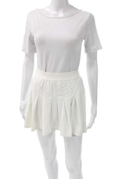 Tail Womens Mini Pleated Solid Cotton Polyester Skort White Size S