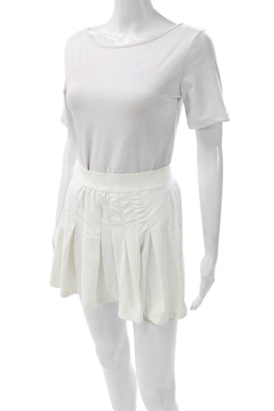 Tail Womens Mini Pleated Solid Cotton Polyester Skort White Size S
