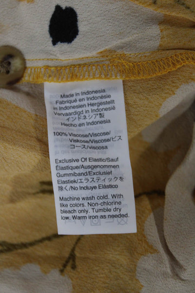 Madewell Women Yellow Floral Sundress Square Neck Knee Length Size 0