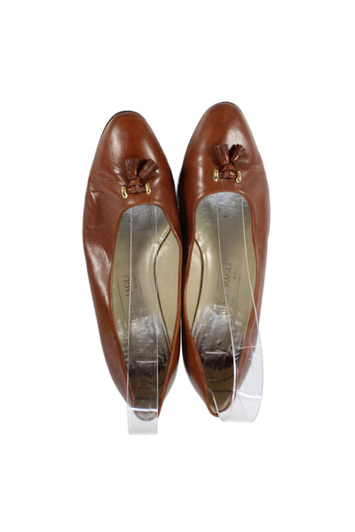 Bruno Magli Womens Leather Bow Detail Block Heels Shoes Brown Size 8B