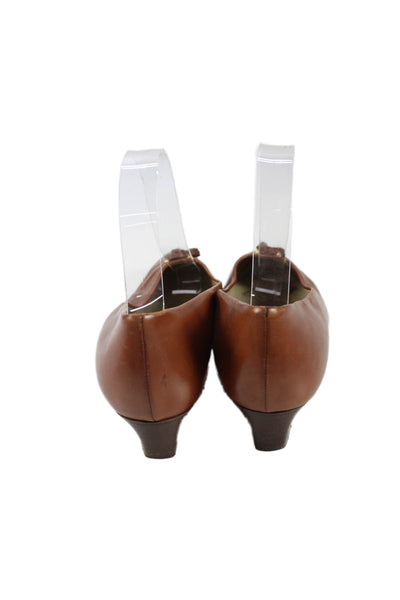 Bruno Magli Womens Leather Bow Detail Block Heels Shoes Brown Size 8B