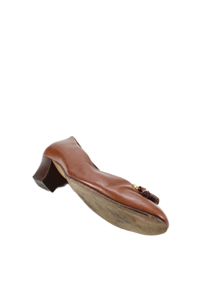 Bruno Magli Womens Leather Bow Detail Block Heels Shoes Brown Size 8B