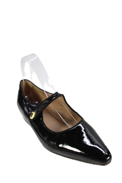 Sam Edelman Womens Shiny Pointed Toe Flat Mary Jane Shoes Black Size 8