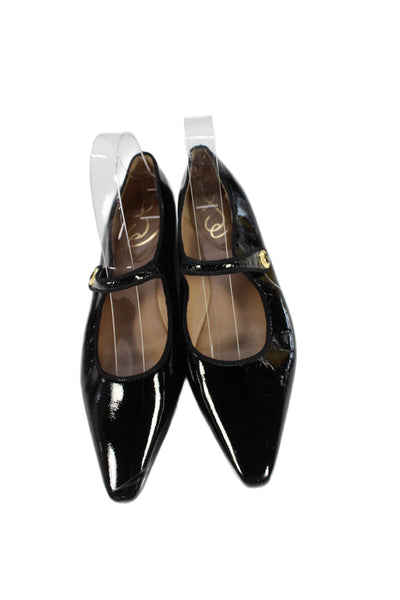 Sam Edelman Womens Shiny Pointed Toe Flat Mary Jane Shoes Black Size 8