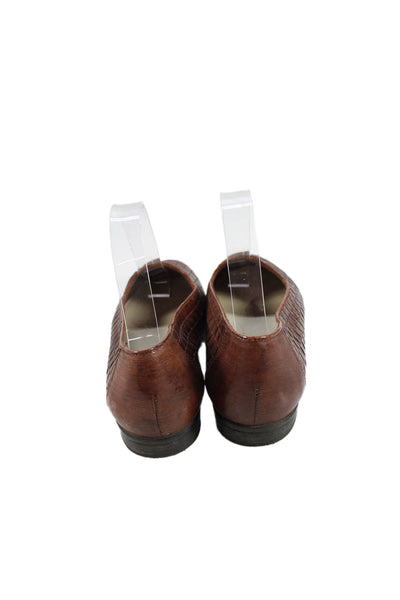 Trotters Womens Woven Leather Slip On Loafers Shoes Brown Size 8M
