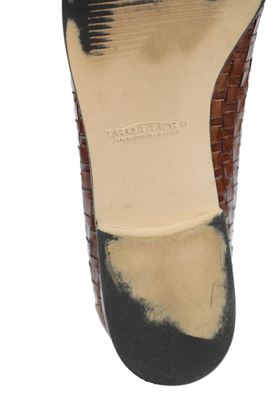 Trotters Womens Woven Leather Slip On Loafers Shoes Brown Size 8M