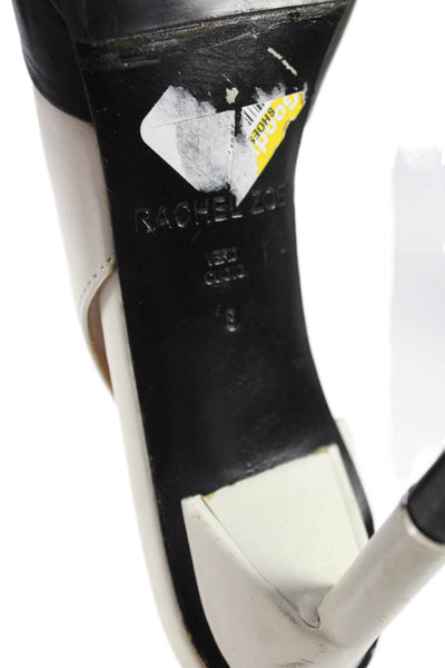 Rachel Zoe Womens Leather Color Block Peep Toe Slingbacks Shoes White Black Sz 8