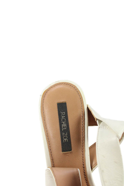 Rachel Zoe Womens Leather Color Block Peep Toe Slingbacks Shoes White Black Sz 8