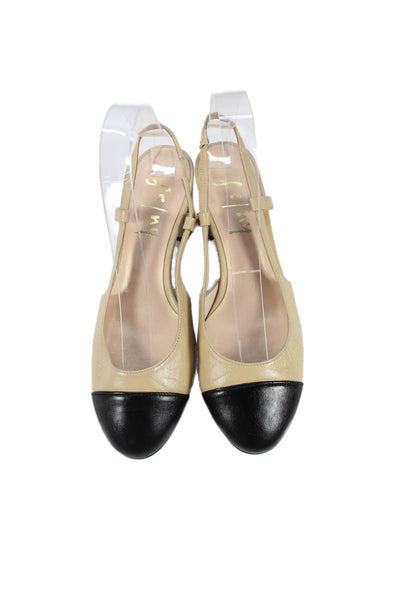 FS/NY Womens Color Block Cap Toe Slingbacks Block Heels Shoes Brown Size 7.5B