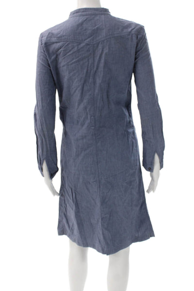 A.P.C. Womens Shirt Dress Blue Long Sleeve Button Cotton Rayon Size 6
