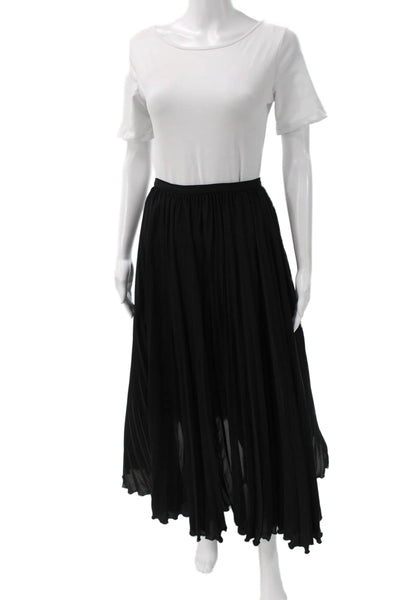 Les Copains Women Flare Pleated Maxi Skirt Black 100% Polyester Long Size 42